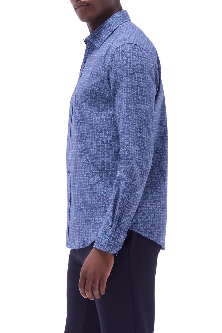 Julian Shaped Fit Stretch Cotton Button-Up Shirt, Alternate, color, INDIGO