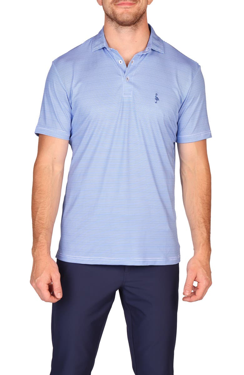 TailorByrd Stripe Print Performance Polo, Main, color, Blue