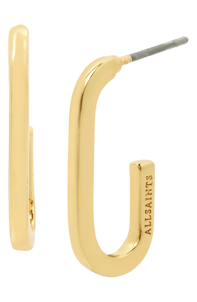 AllSaints Small Oval Hoop Earrings, Main, color, Shiny Gold