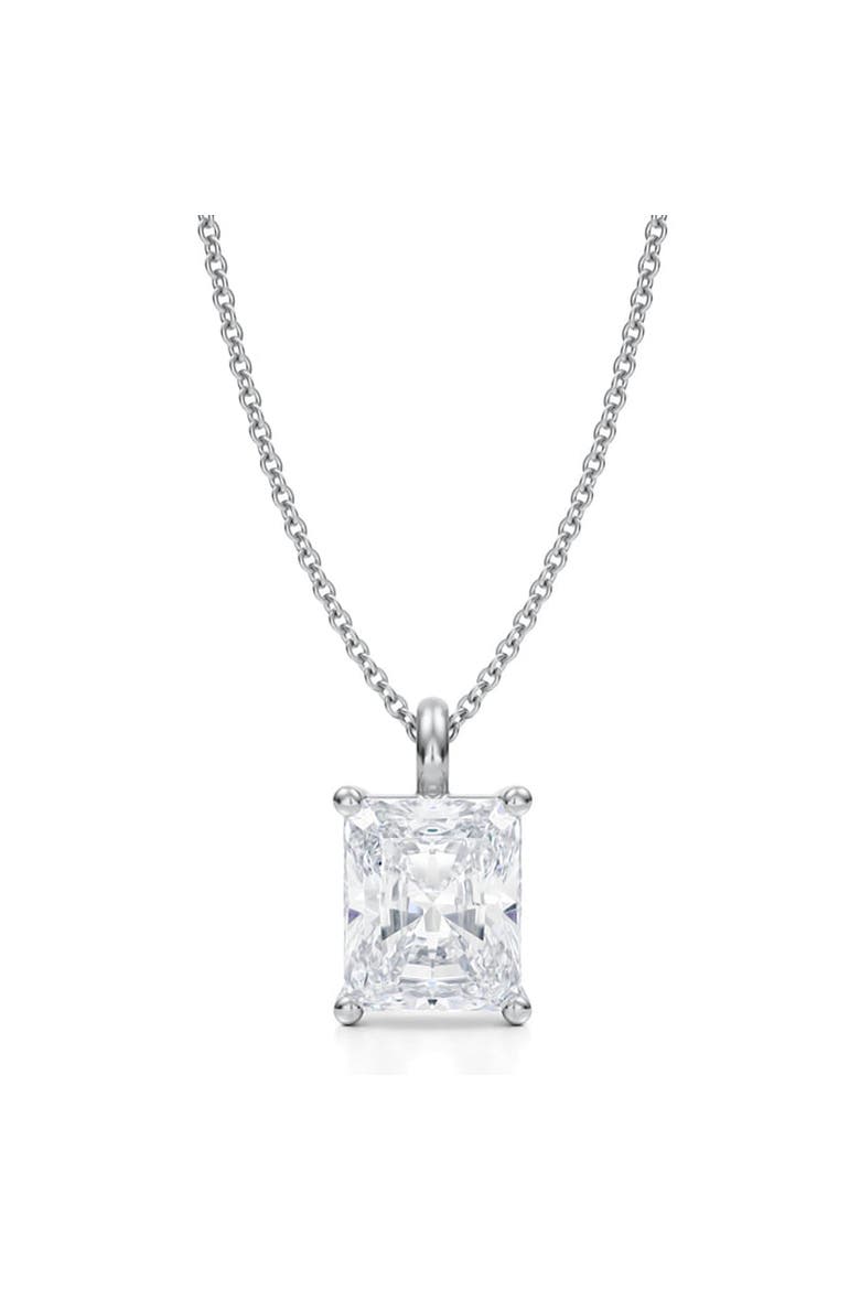 Radiant Solitaire Lab Diamond Pendant Necklace 14K 3.0ct, Main, color, White Gold