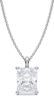 ALLUREZ Radiant Solitaire Lab Diamond Pendant Necklace 14K 3.0ct