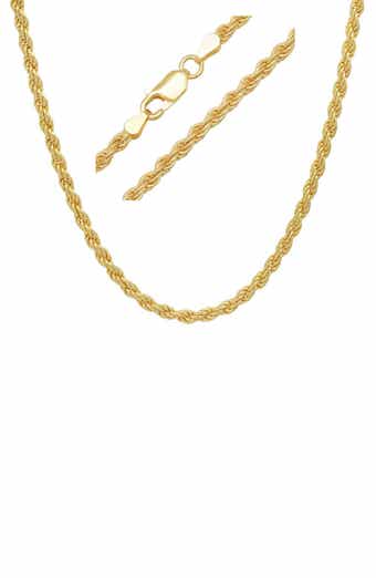 Queen Jewels Men's 14K Yellow Gold Rope Chain Necklace