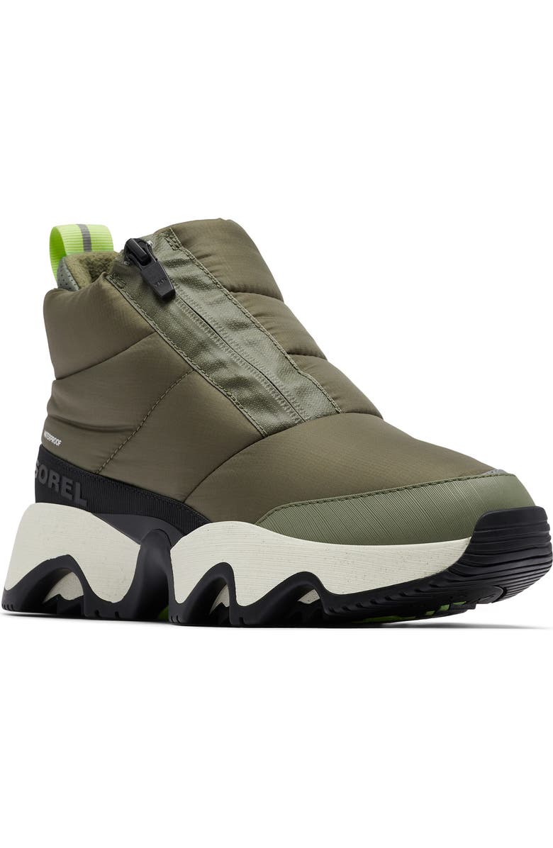 SOREL Kinetic Impact Waterproof Zip Bootie, Main, color, Stone Green/ Black