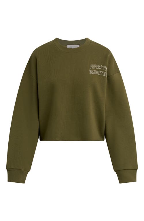 Favorite Daughter The Cropped Collegiate Sweatshirt In Green