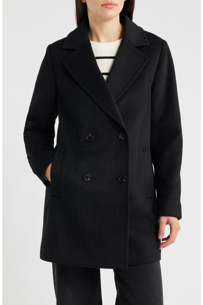 Wool Blend Peacoat, Main, color, BLACK