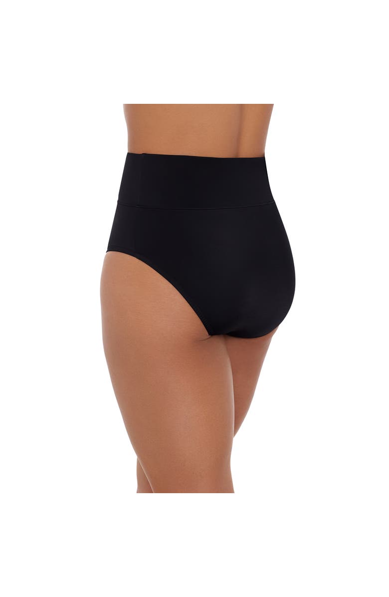 Trimshaper Wide Waistband Yoke-Top Control Plus Size Swim Brief, Alternate, color, Black