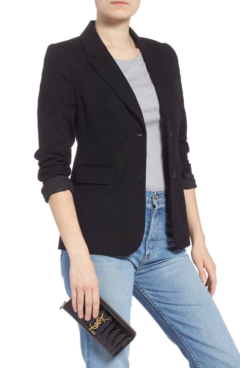 Saint Laurent Vicky Patent Leather Zip Around Wallet, Alternate, color,