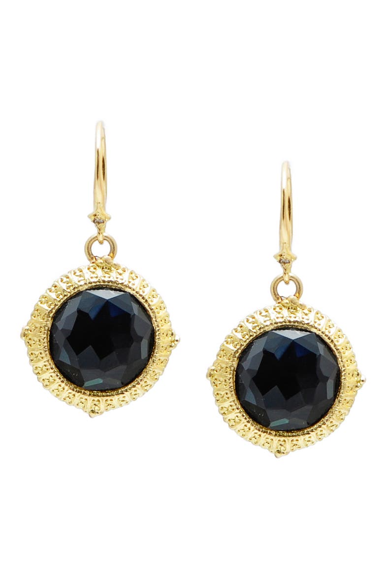Old World Hematite Drop Earrings, Main, color, BLACK