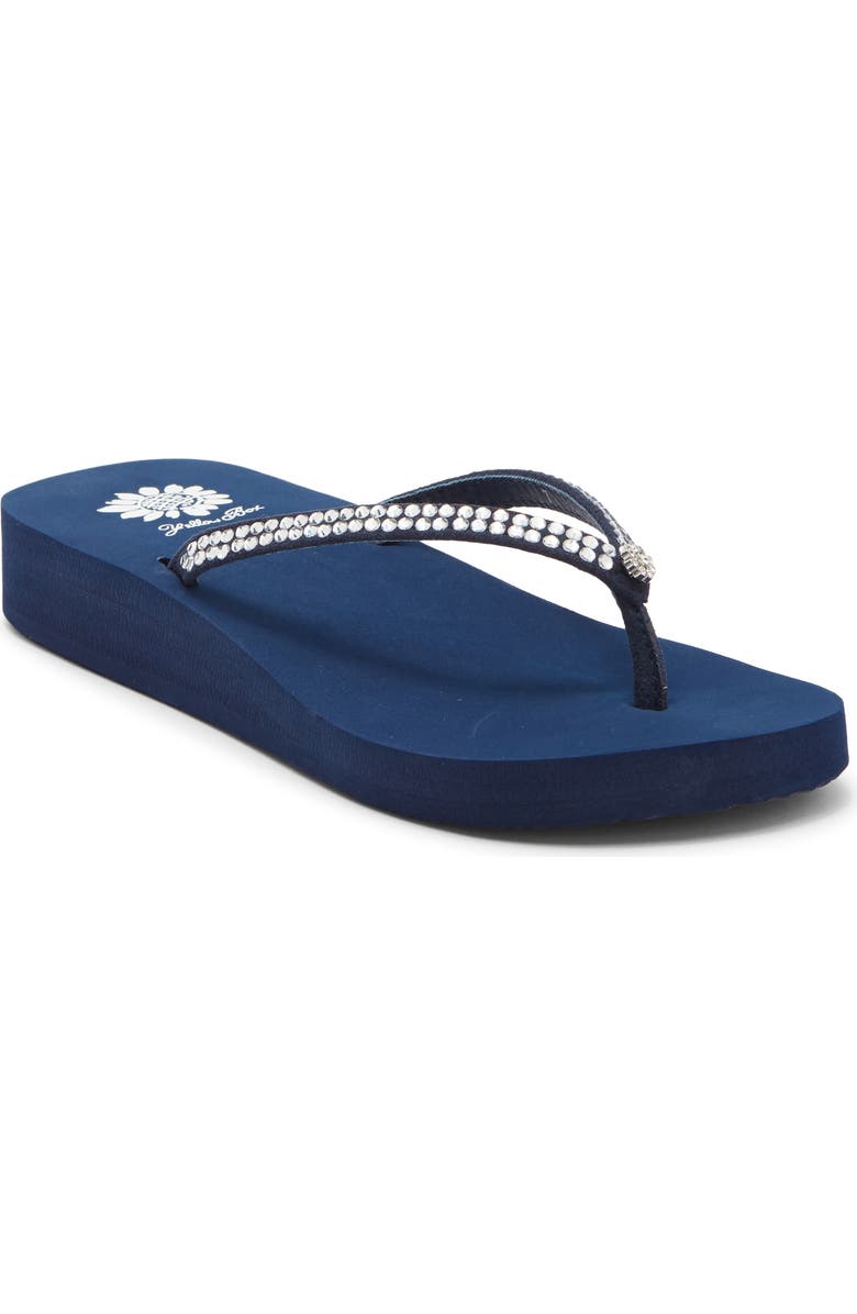Yellow Box Premium Jello Platform Flip Flop, Main, color, Navy