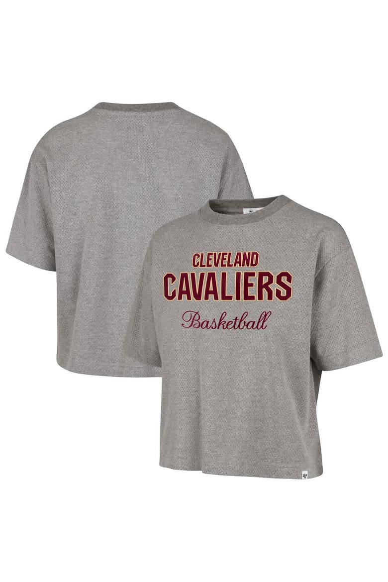 Women's '47  Gray Cleveland Cavaliers Pivot Drop Needle Cropped T-Shirt, Main, color, Gray
