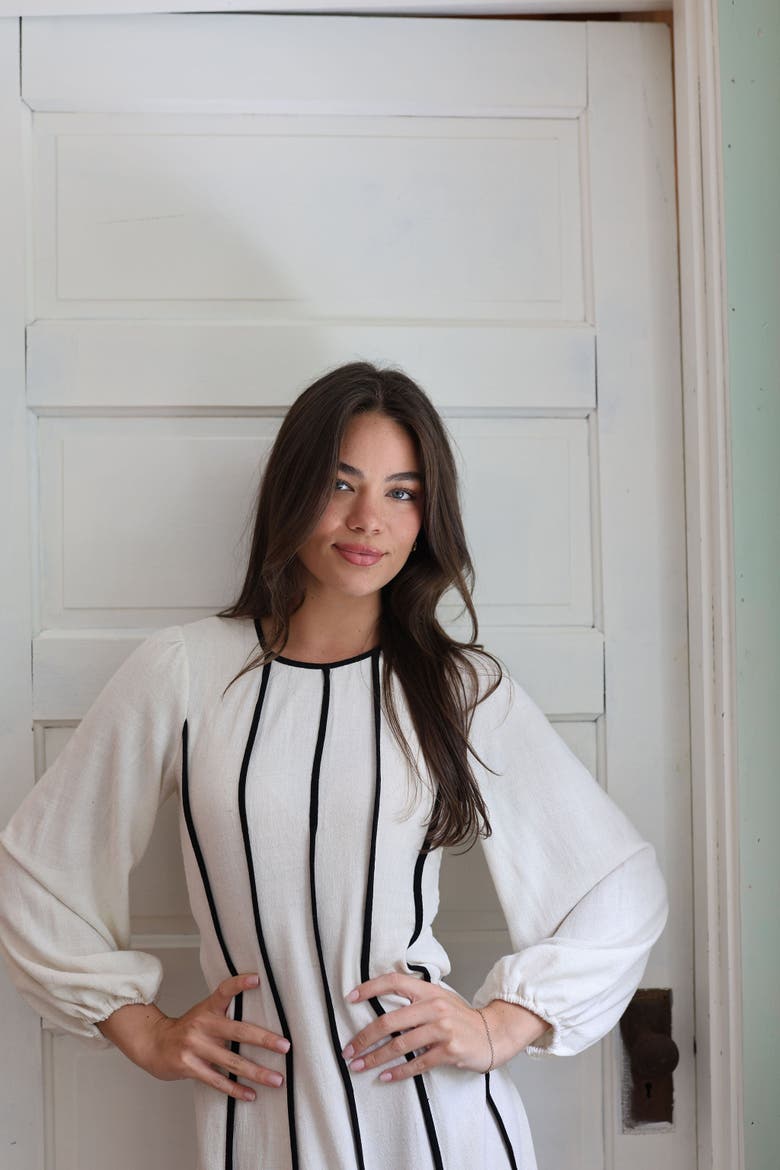 Maven Dress, Alternate, color, White / Black Stripes