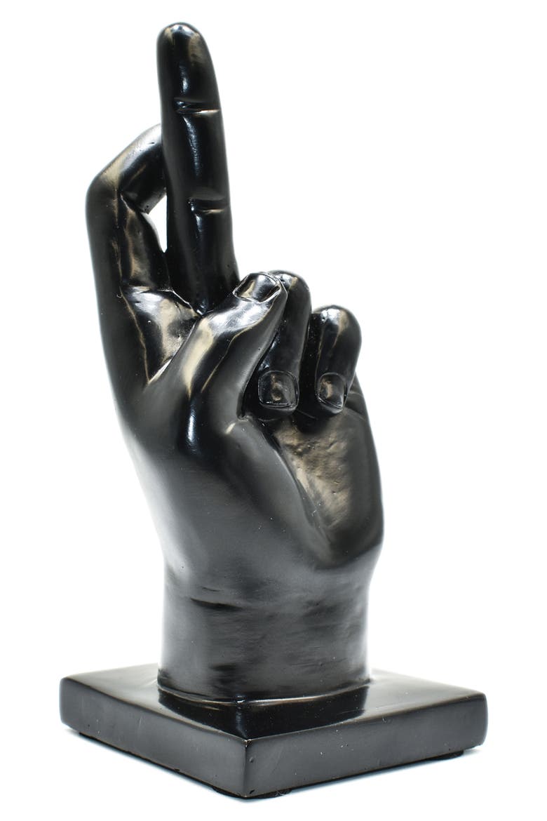 Fingers Crossed Sculpture, Alternate, color, BLACK