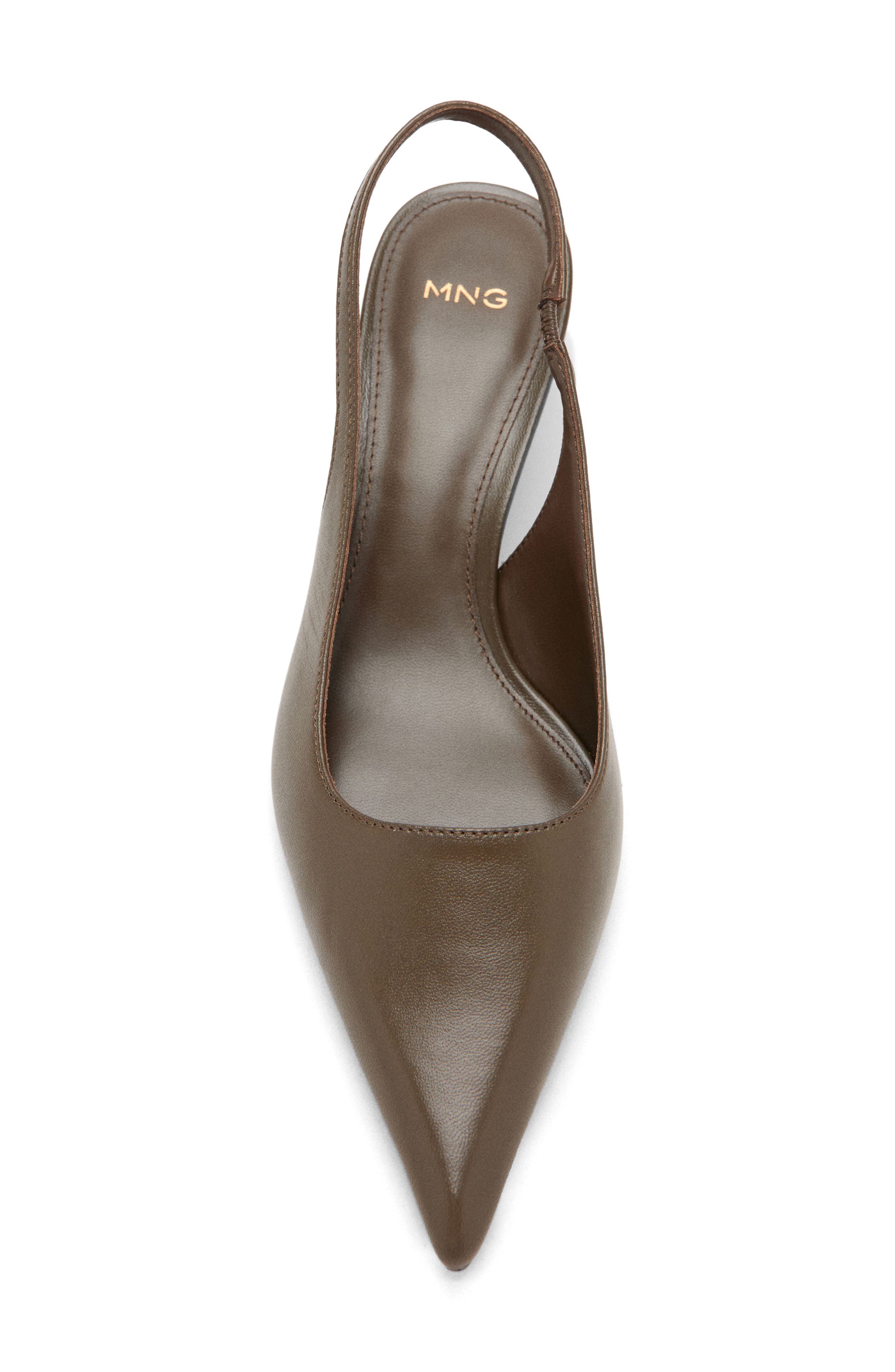 MANGO Tom Slingback Pointed Toe Pump, Alternate, color, Khaki Green