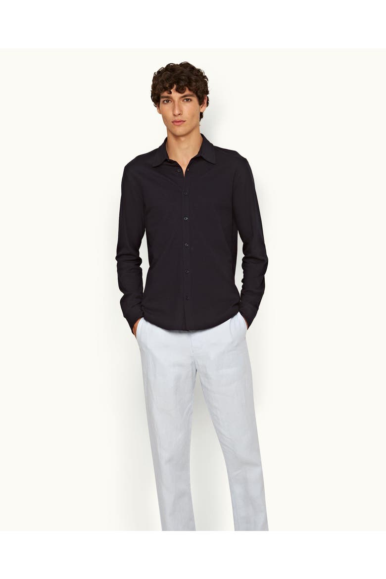 Giles Pique Classic Collar Cotton Pique Shirt, Main, color, NIGHT IRIS