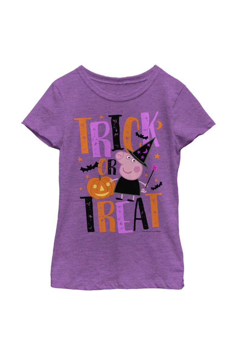Girl's Peppa Pig Halloween Trick-Or-Treat  Graphic T-Shirt, Main, color, Purple Berry