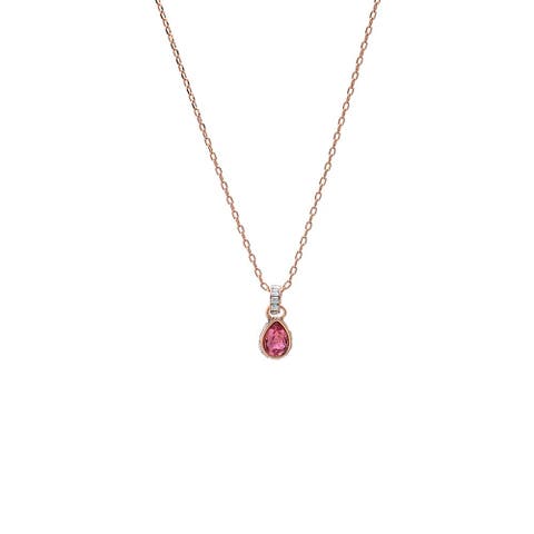 Pink Pear X Baguette Pendant Necklace