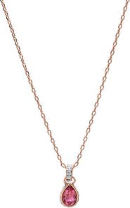 BY ADINA EDEN Pink Pear X Baguette Pendant Necklace