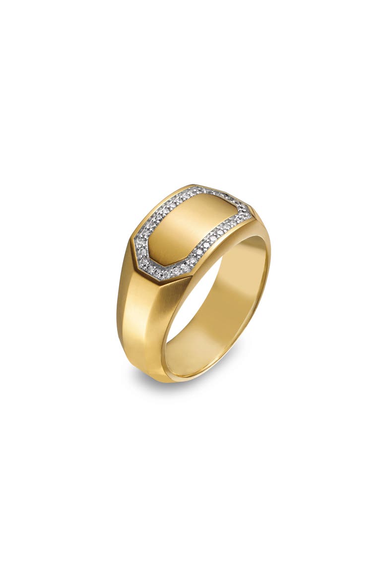 Men's Streamline® Pavé Diamond Cigar Ring in 18K Gold, Alternate, color, 18K YELLOW GOLD/ DIAMOND