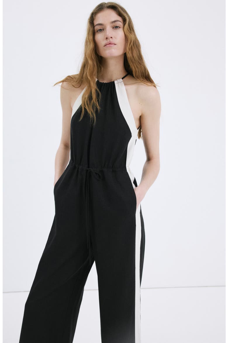 Wide Leg Halter Jumpsuit, Alternate, color, BLACK