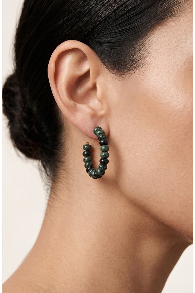 Bauble Beaded Hoop Earrings, Alternate, color, GREEN