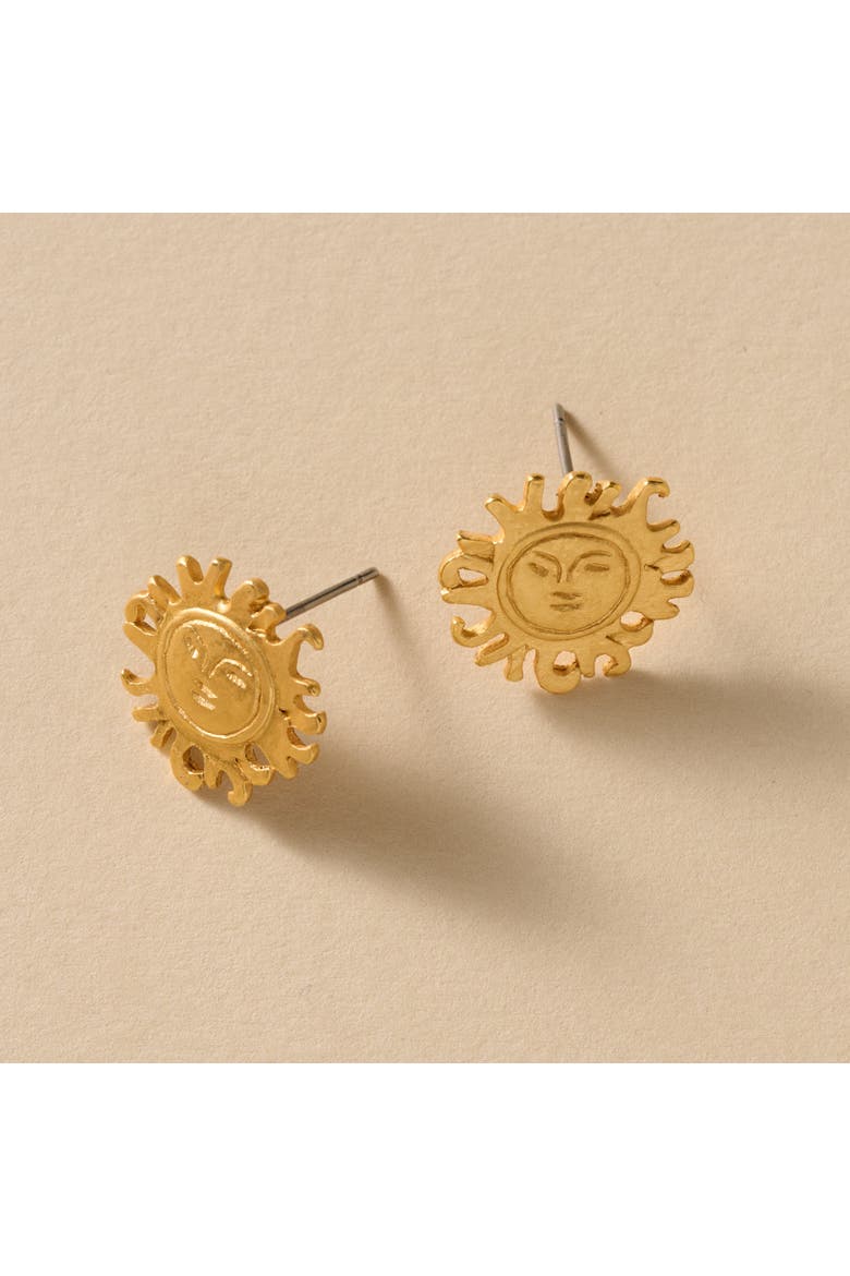 Calida Plate Sun Post Earrings, Alternate, color, Gold