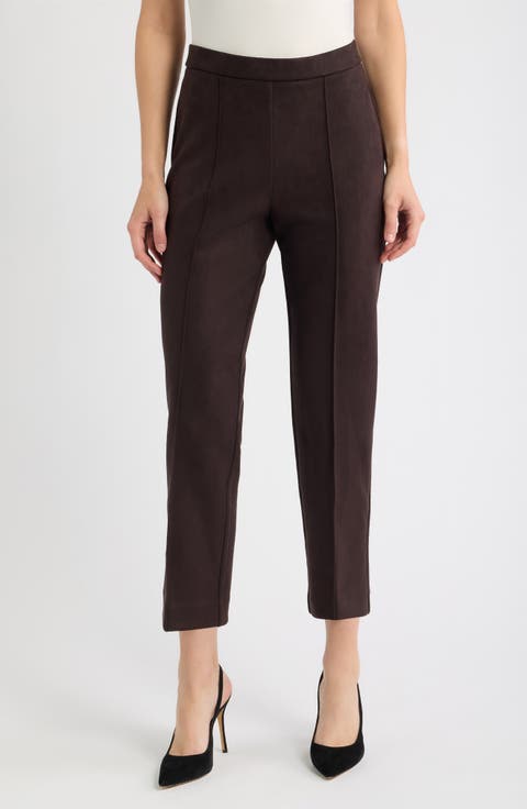 Pintuck Straight Leg Ankle Pants
