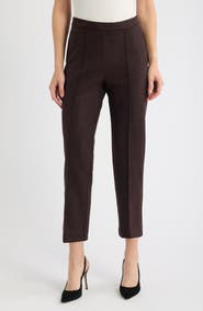 AK ANNE KLEIN Pintuck Straight Leg Ankle Pants