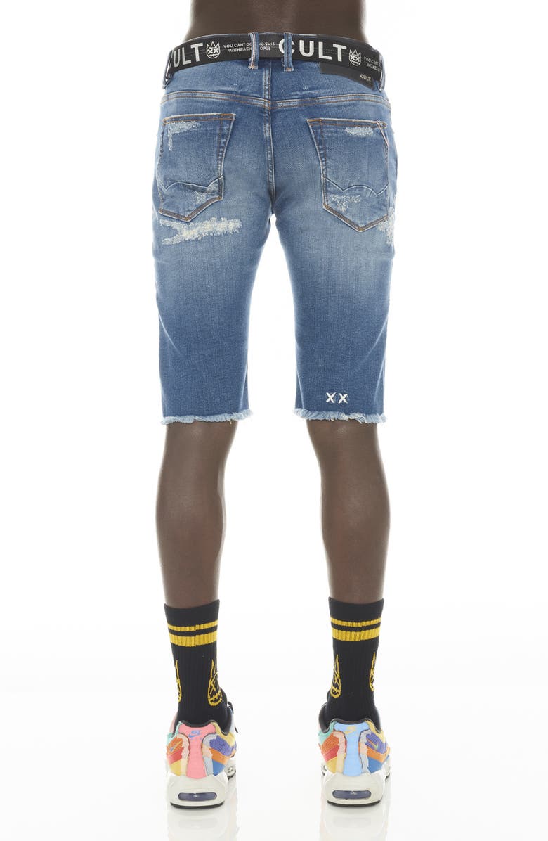 Cult of Individuality Rocker Belted Denim Shorts, Alternate, color, Razor