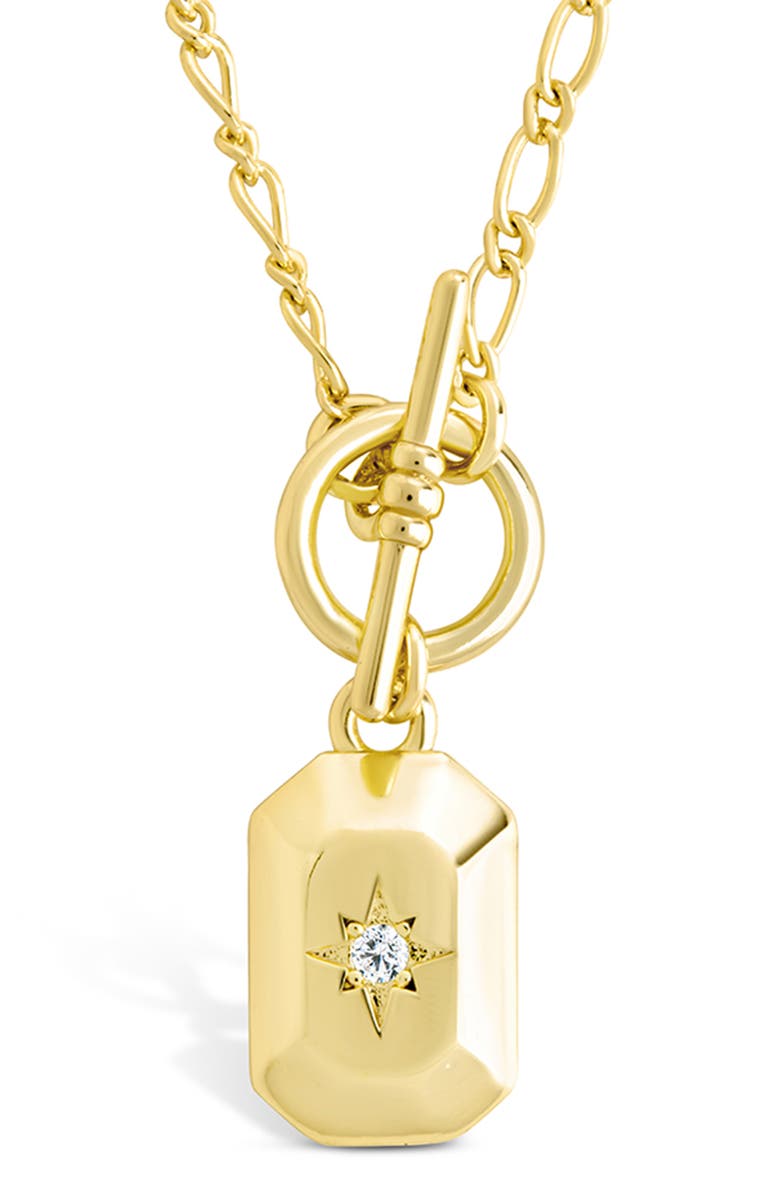 Sterling Forever Shaye Cubic Zirconia Pendant Toggle Necklace, Alternate, color, Gold
