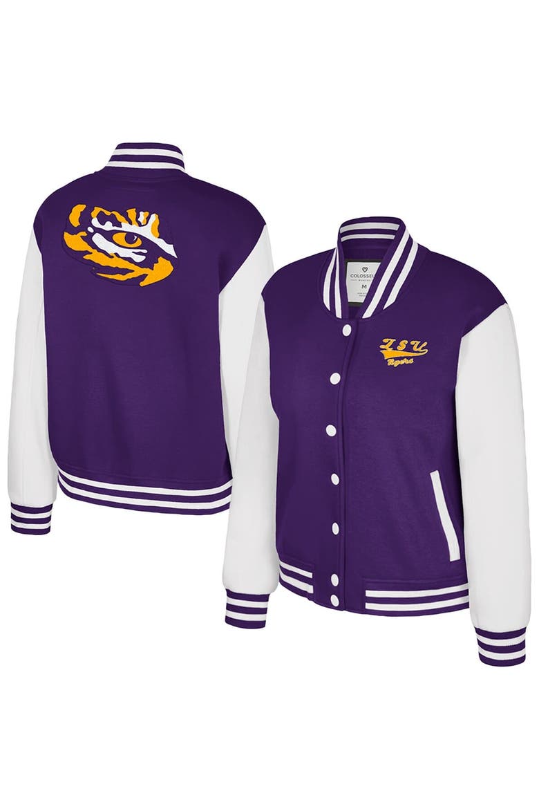 Women's Colosseum Purple LSU Tigers French Baguette Full Snap Fleece Jacket, Main, color, Purple