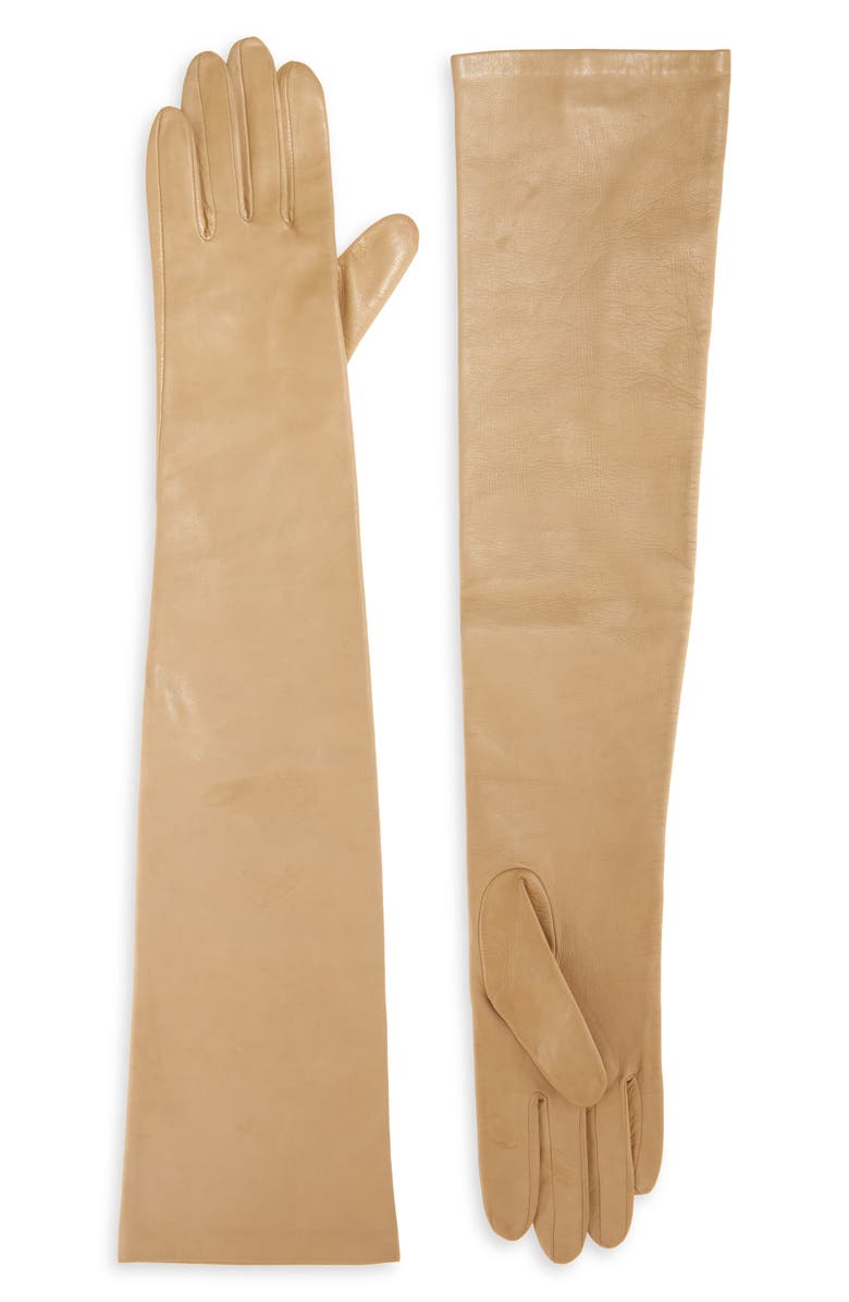 Paula Rowan Monterserrat Leather Long Gloves, Main, color, 