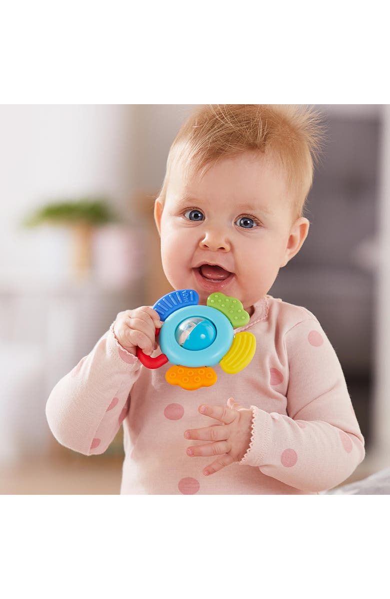 HABA Clutching Toy Blossom - Plastic Rattle with 4 Teething Elements with Different Textures - Ages 6 Months +, Alternate, color, Multi