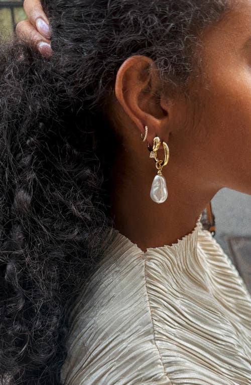 Baublebar Teagan Imitation Pearl Charm Hoop Earrings In Multi