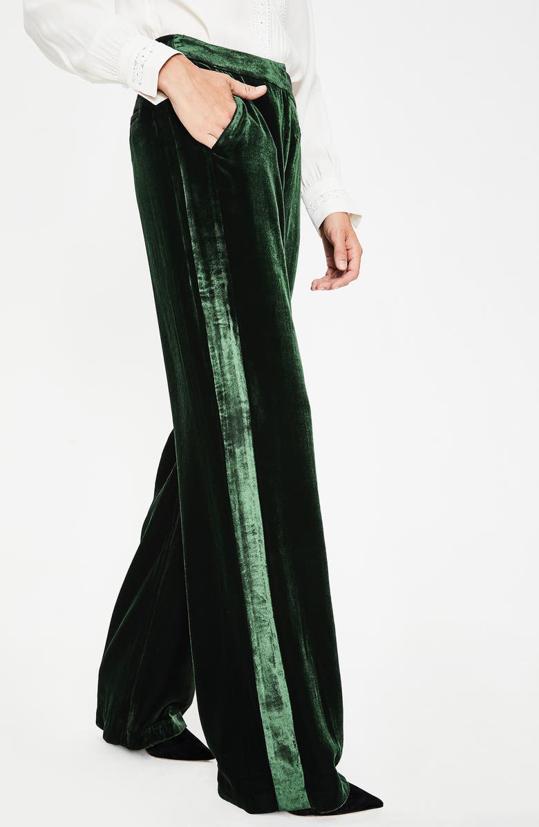 Boden Selwood Velvet Wide Leg Pants, Alternate, color, Chatsworth Green