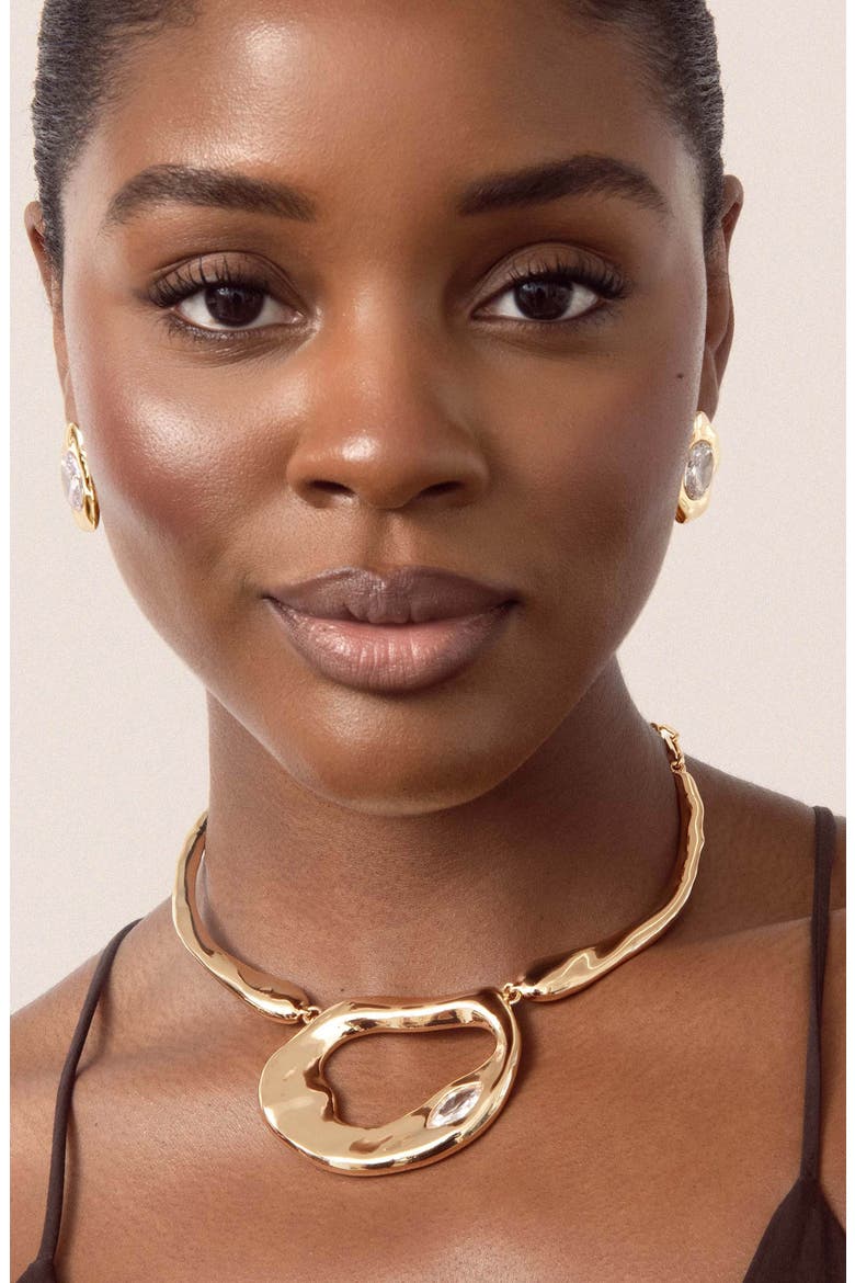 Molten Marquise Crystal Necklace, Alternate, color, GOLD