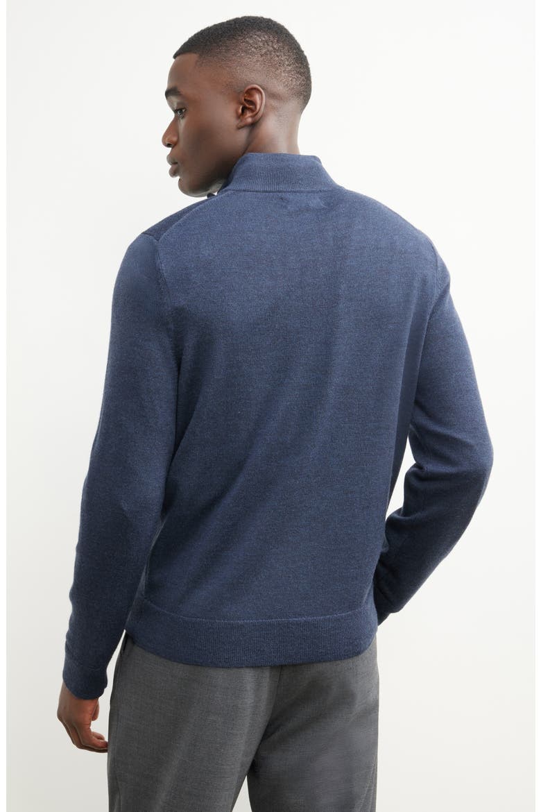 Washable Italian Merino Wool Quarter Zip Sweater, Alternate, color, NAVY IRIS HEATHER