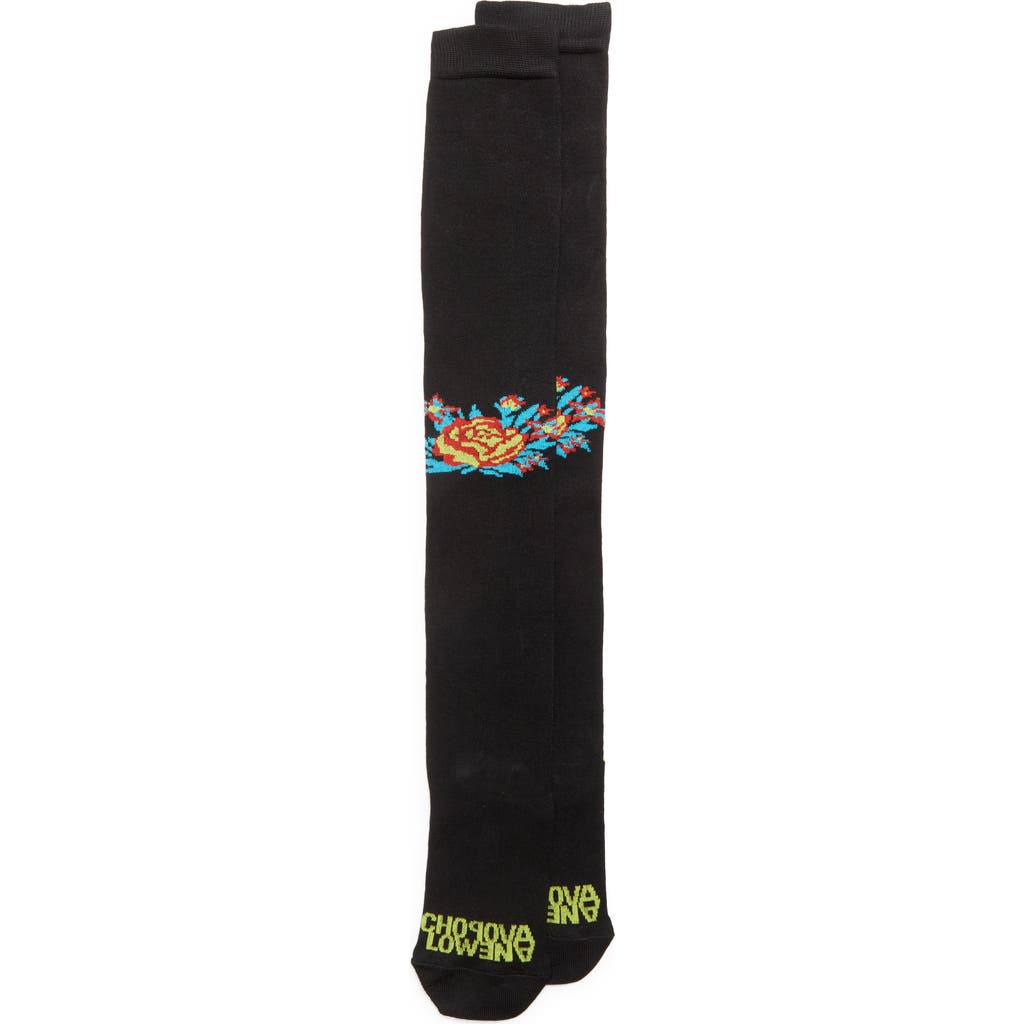 Chopova Lowena Black Bouquet Knee High Socks In Black Multi