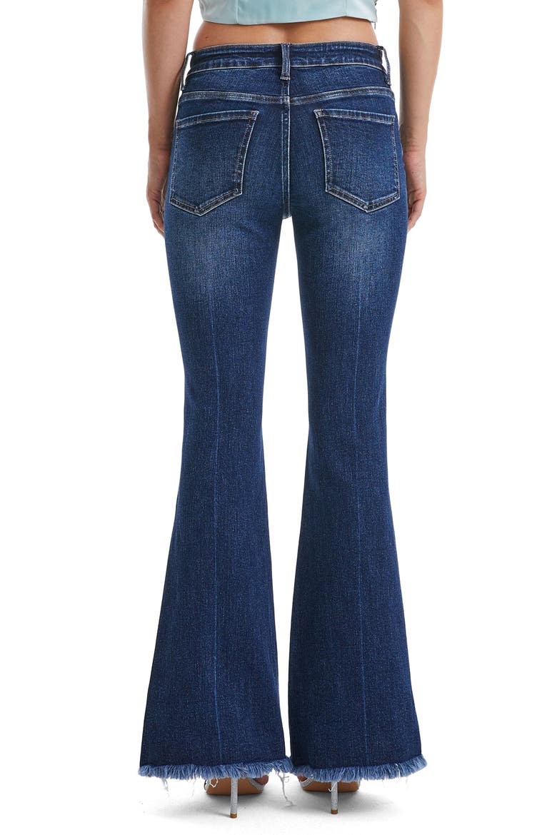 Frayed Mid Rise Flare Jeans, Alternate, color, DEEP SEA