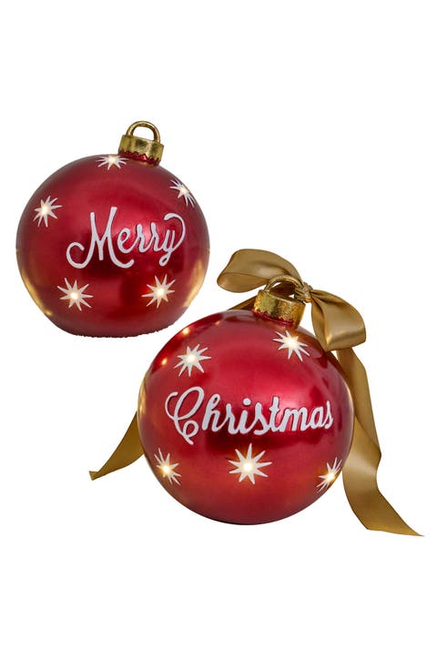 Lit Tabletop Merry Christmas Ornament Set