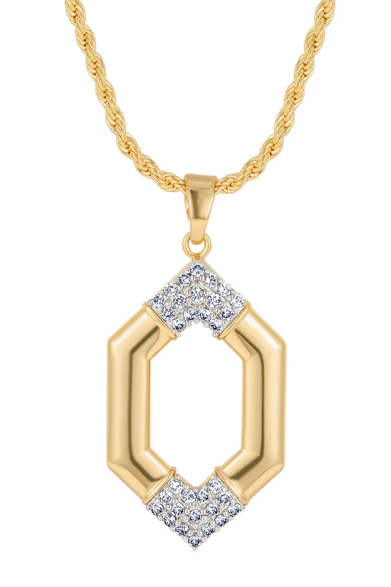 Hexagon Pavé Pendant Necklace, Main, color, GOLD