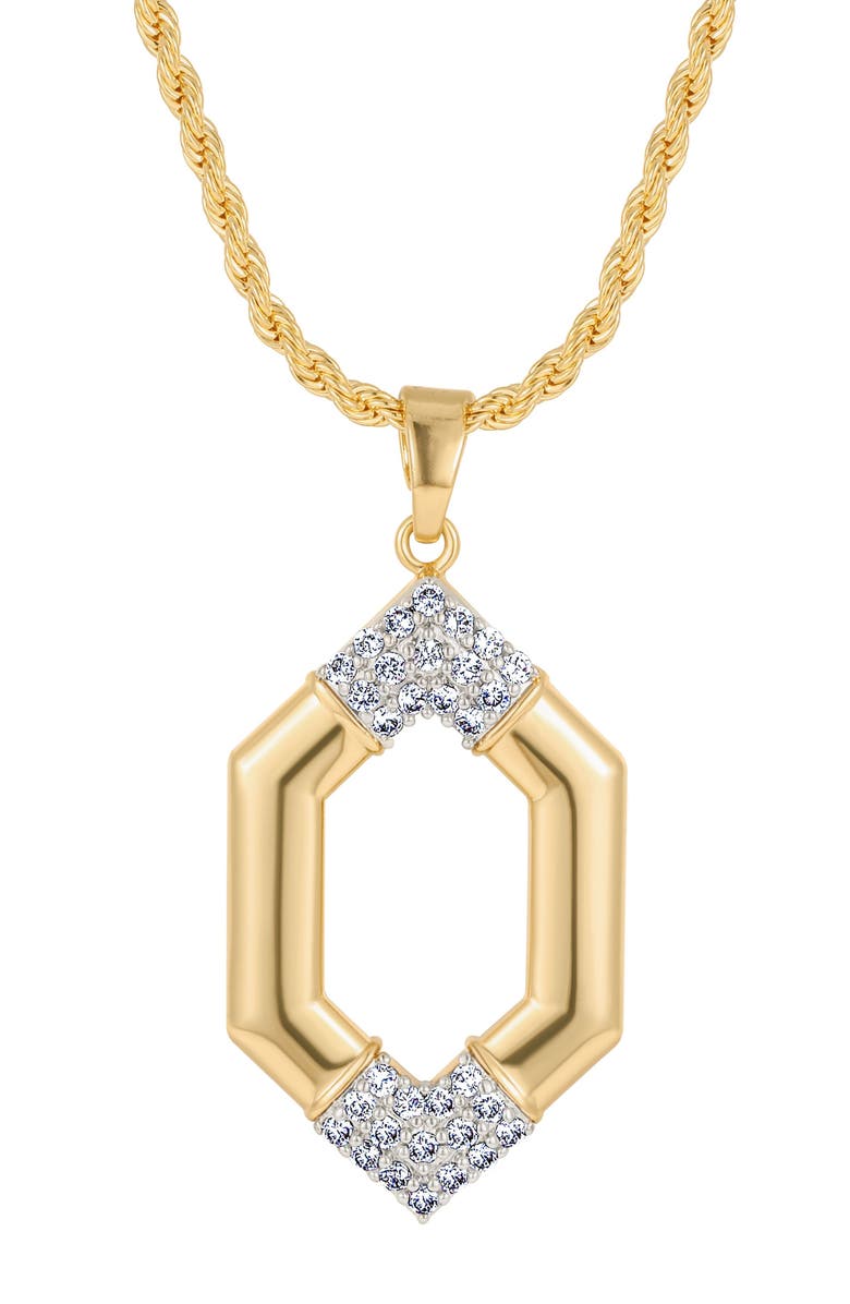 st. Moran Hexagon Pavé Pendant Necklace, Main, color, Gold