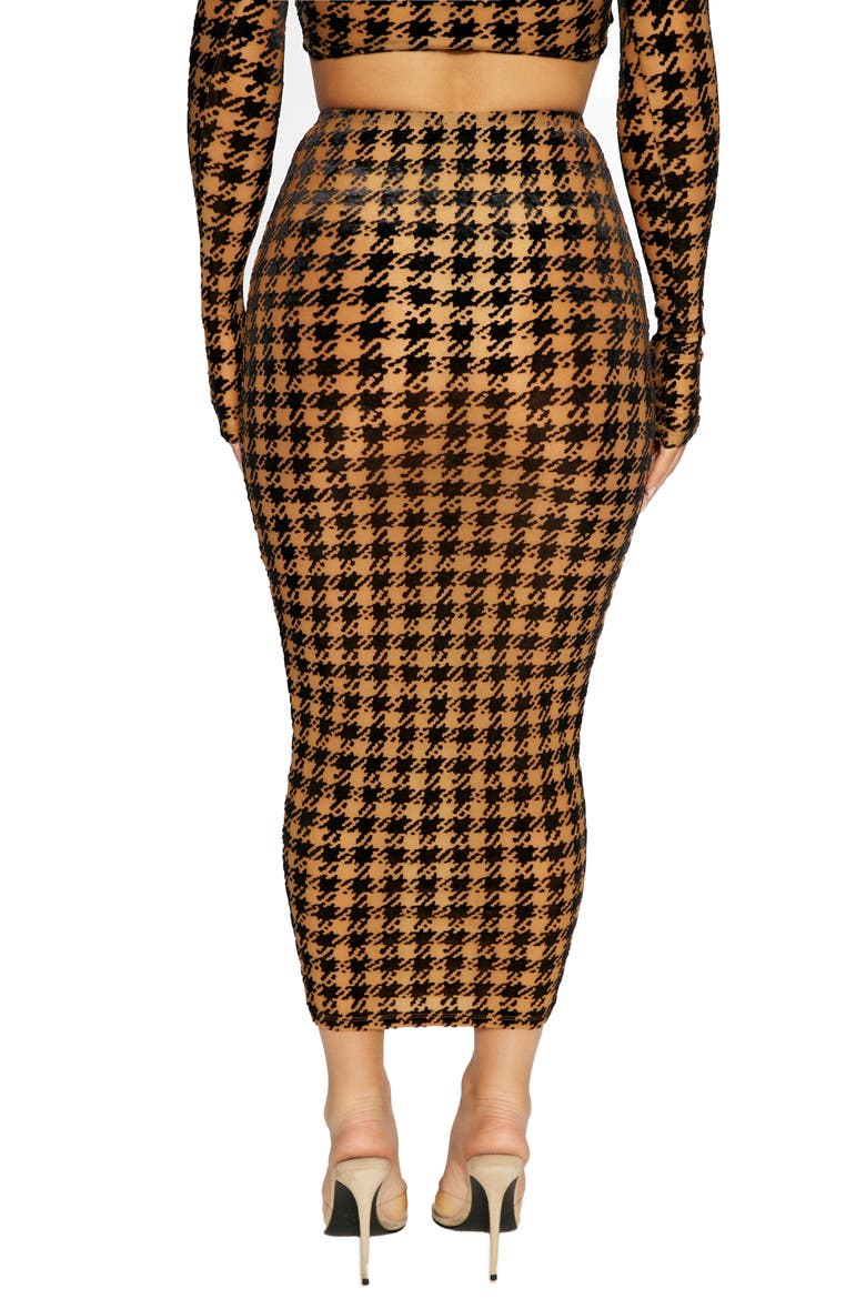 Houndstooth Body-Con Midi Skirt, Alternate, color, BLACK