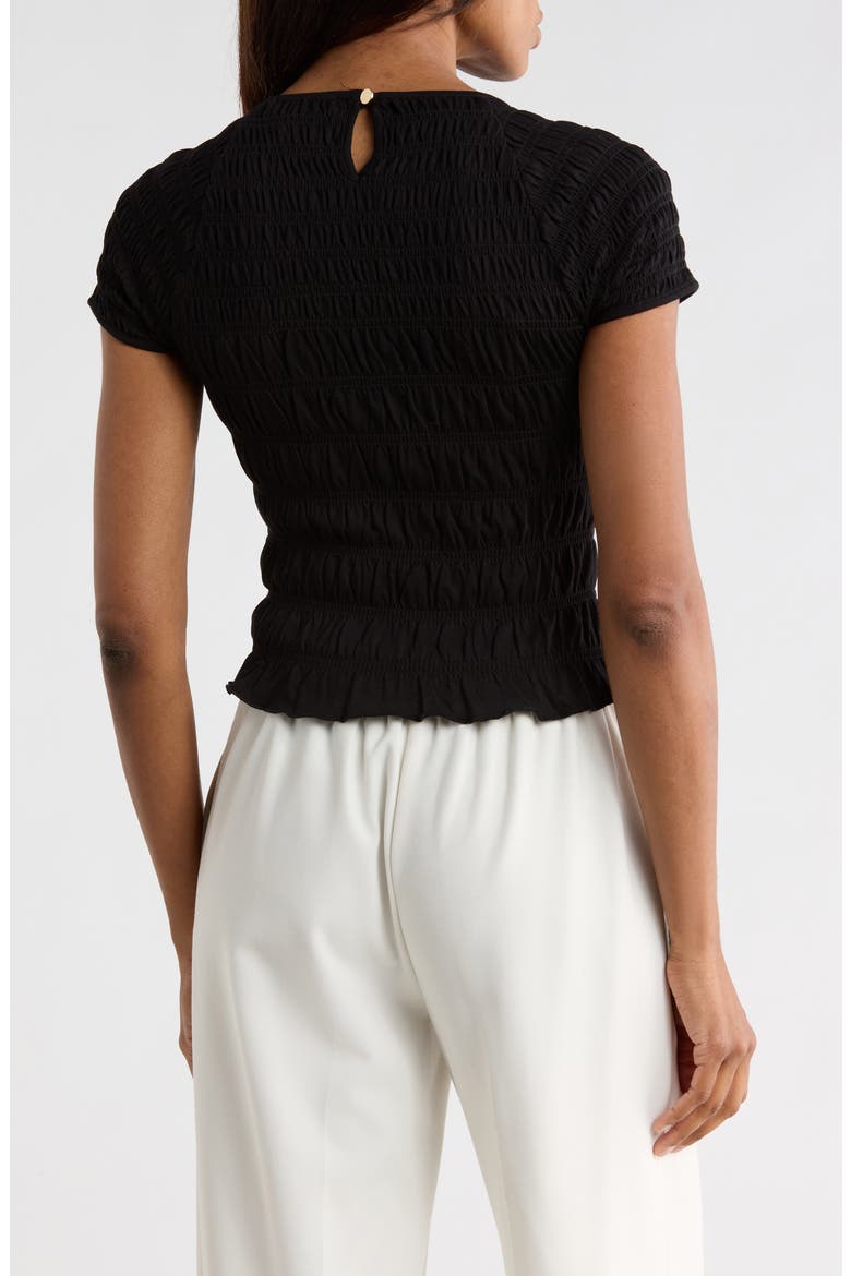 Short Sleeve Keyhole Top, Alternate, color, BLACK