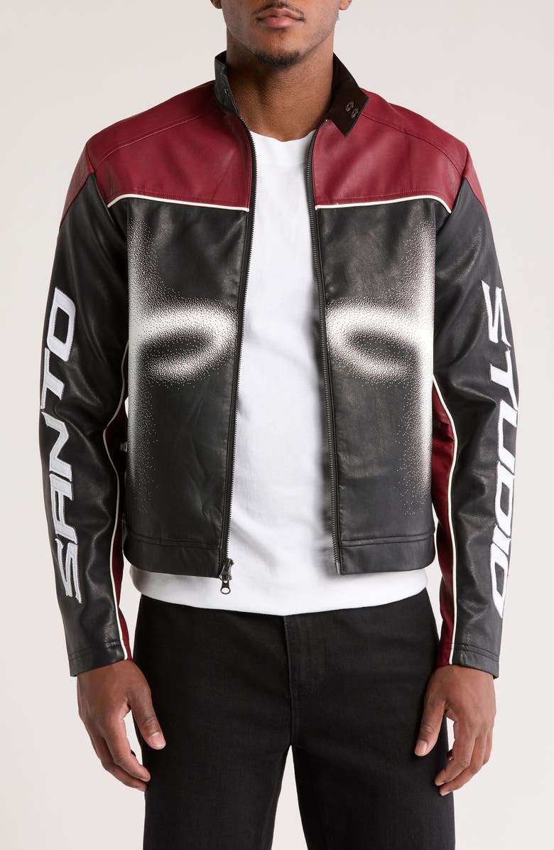 SANTO STUDIO Altamura Moto Faux Leather Jacket, Main, color, 