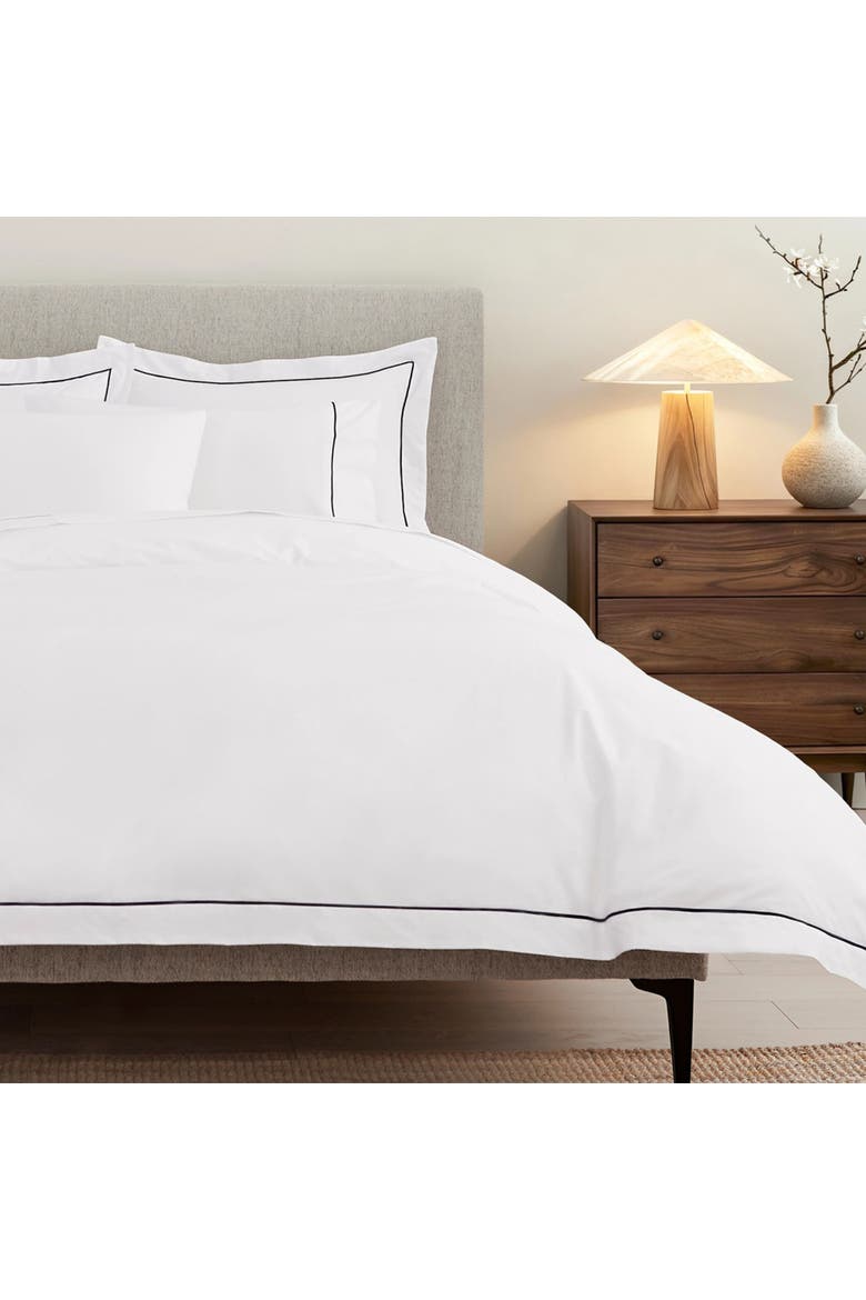 Heirloom Organic Percale Sheet Set, Alternate, color, White/Blue