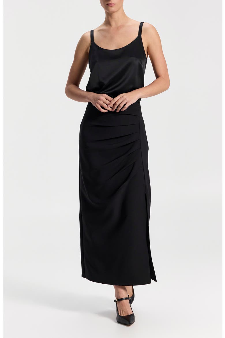 Midi Skirt with a Slit, Alternate, color, Black