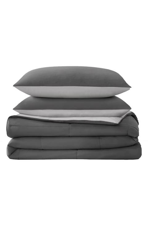 Reversible Box Stitch Comforter & Sham Set