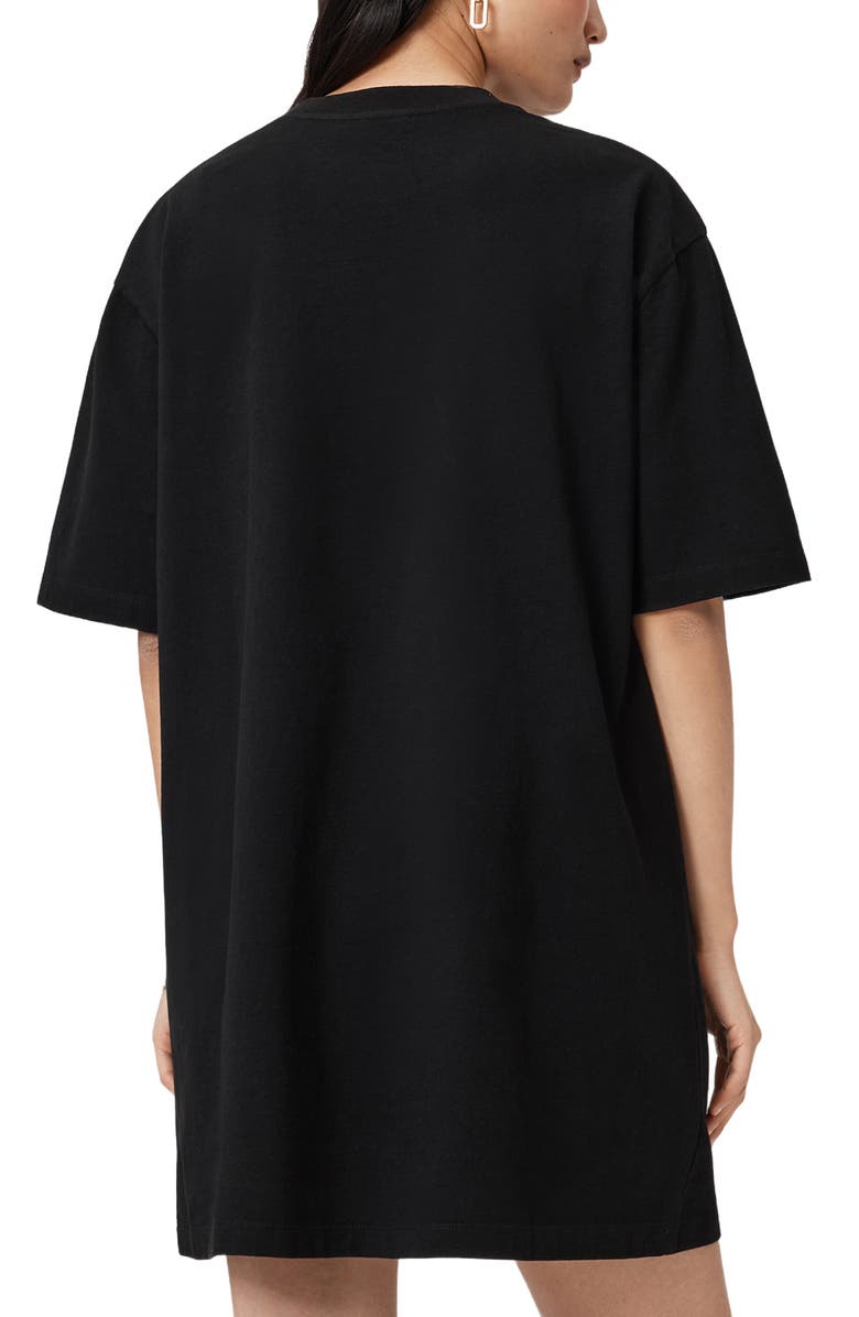 AllSaints Static Graphic Print Cotton T-Shirt Dress, Alternate, color, Black