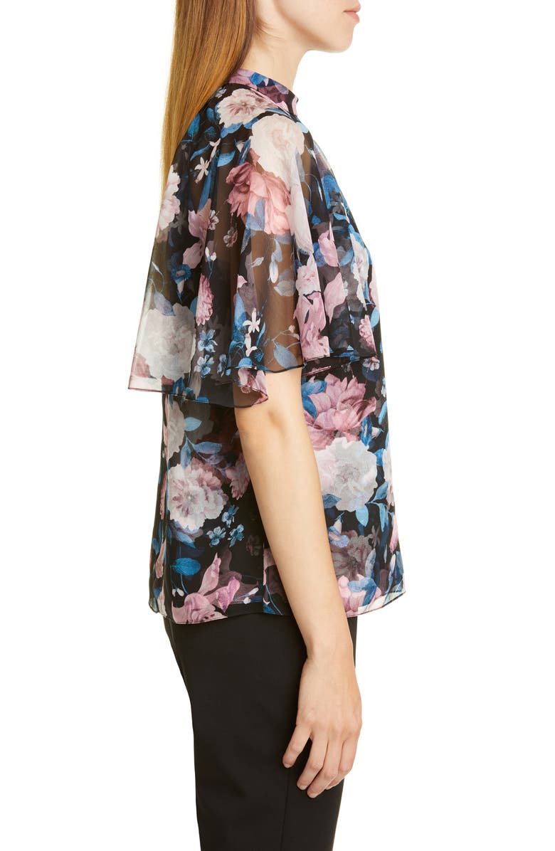 Erdem Floral Silk Chiffon Blouse, Alternate, color,