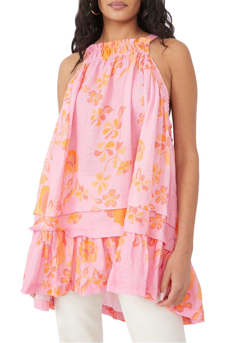 Fleur Print Tunic Top, Main, color, PETAL COMBO